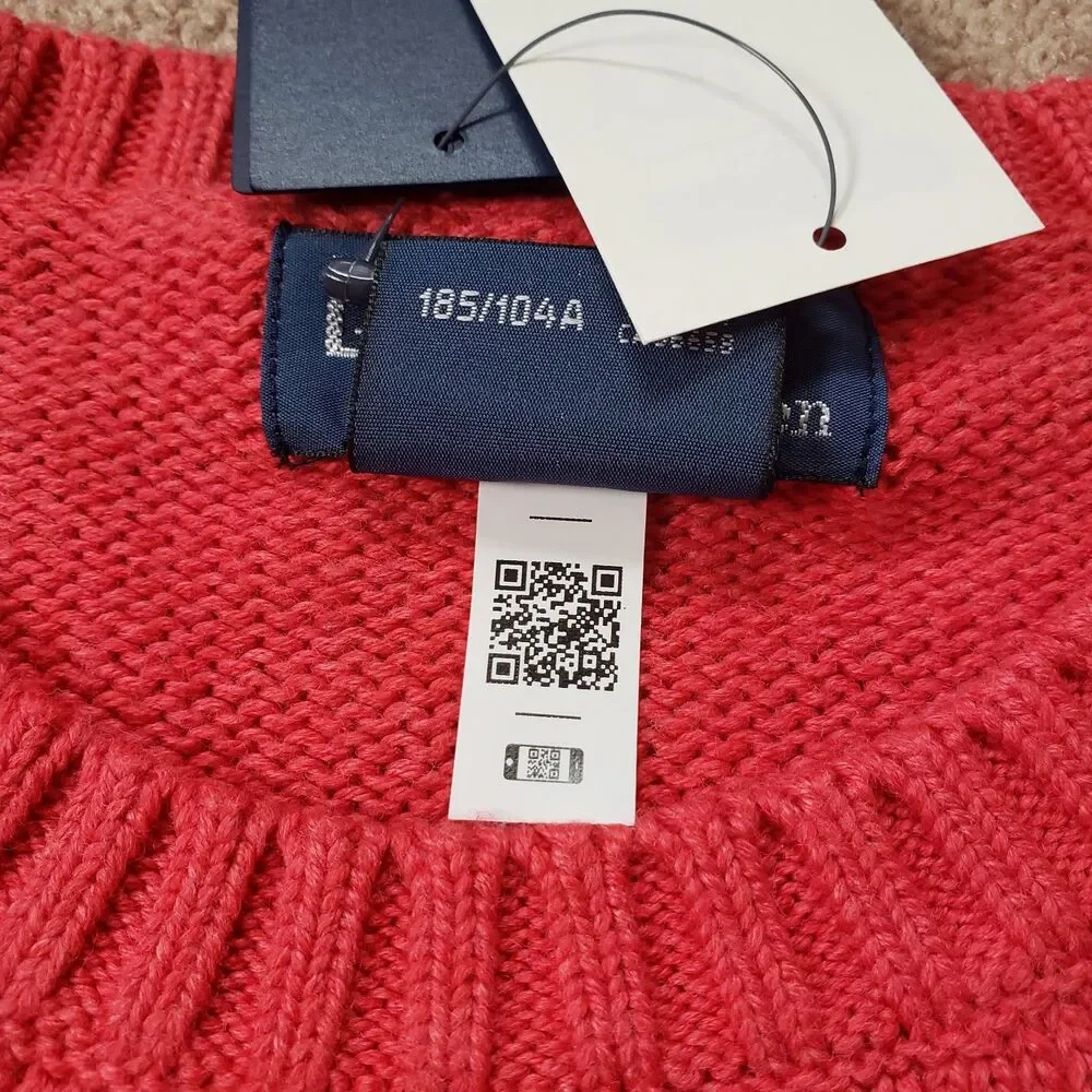 NWT Polo Ralph Lauren Iconic Flag Size XL Unisex USA Made Topaz Red Sweater